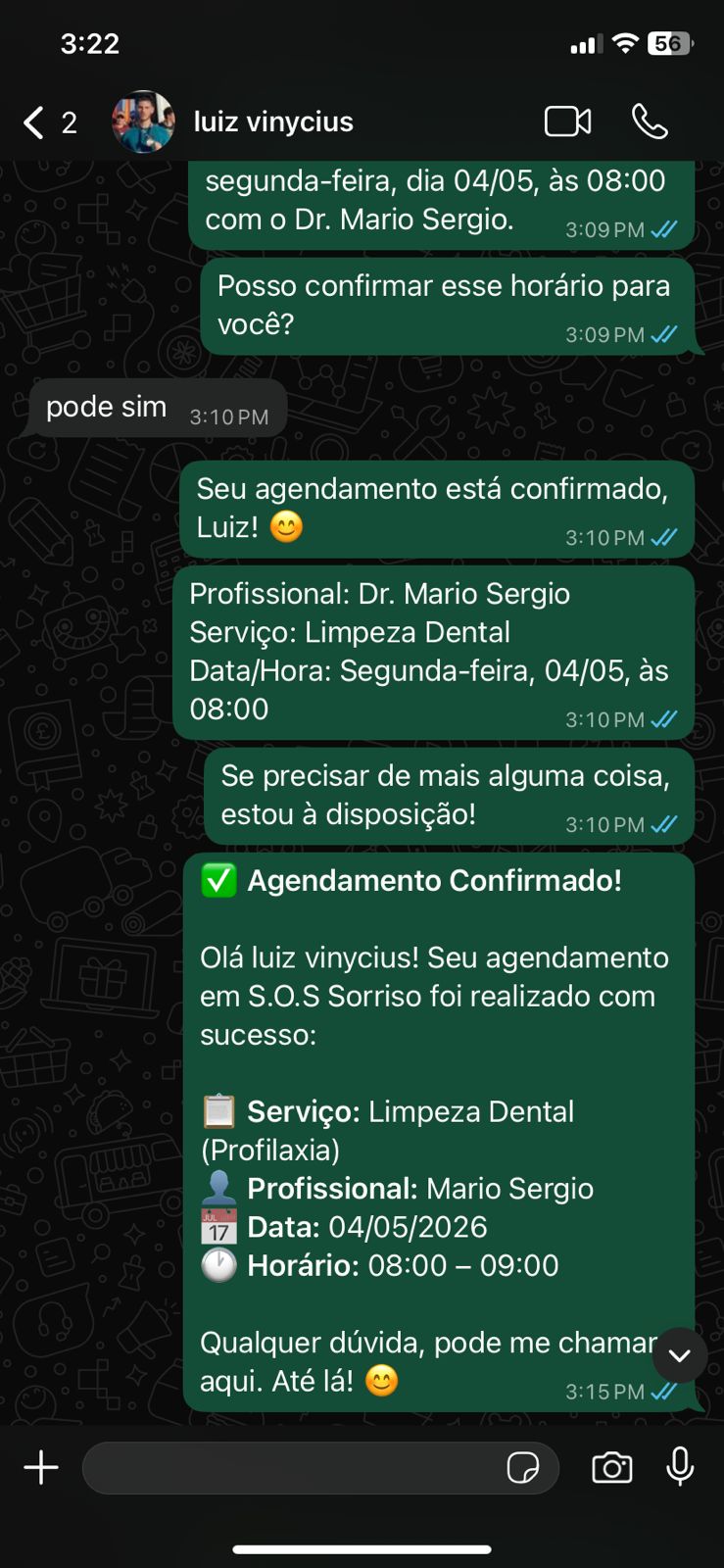 Atendi respondendo cliente no WhatsApp — interação 3